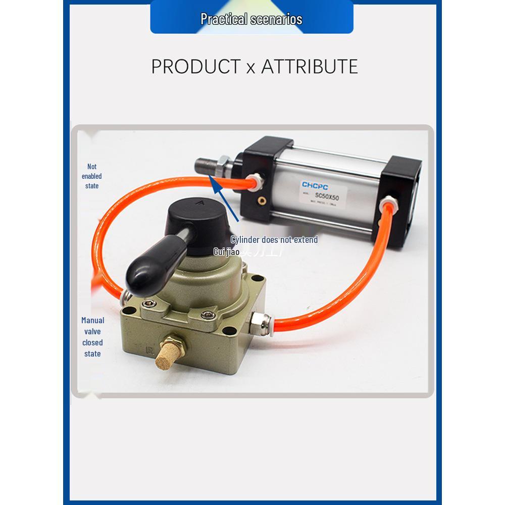 HV-02 Three-Position Four-Way Pneumatic Rotary Valve Cylinder Control with Manual Valve and Switch 300/400.