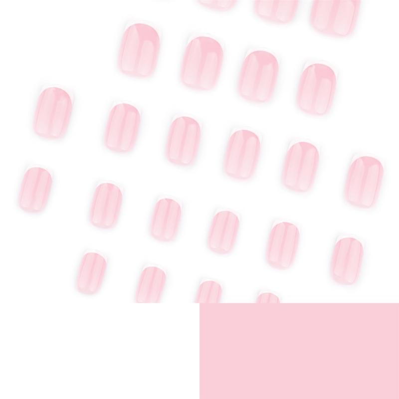 24 pezzi Unghie Finte Acriliche Lucide Corte Quadrate da Premere con Punte Francesi Adesive Manicure per Donne e Ragazze