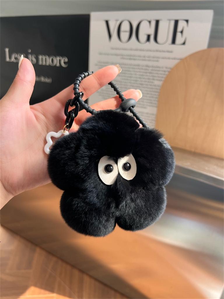Cute Rabbit Fur Sunflower Pendant Keychain Real Fur Rabbit Doll Charm Toys Ornament Keyring Jewelry Pompom Pendant Gift Handbag