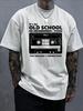 White Tee with Old School Cassette Graphic Cotton Men's Clothing Women's Summer T Shirt Pairs Well with Any Casual Outfits