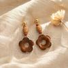 European Retro Geometric Raffia Earrings: Vacation-Style Wooden Hollow Long Accessories for Women