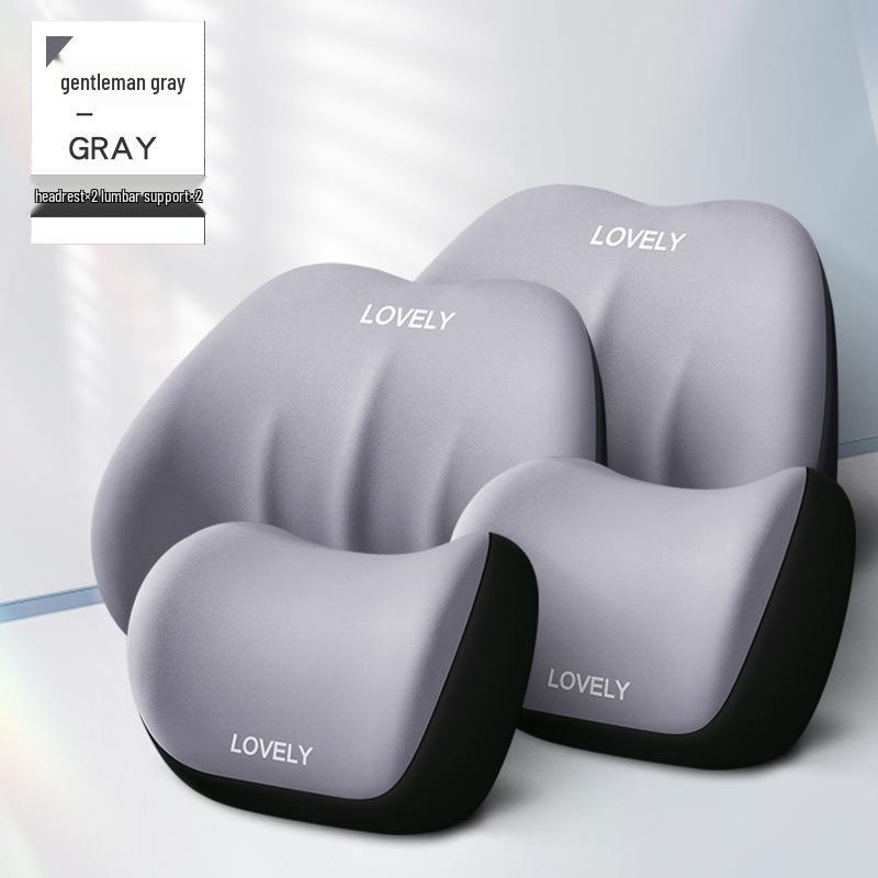 Car Memory Foam Headrest and Lumbar Support Cushion Set