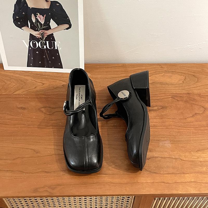 

Дизайнерские винтажные женские туфли Мэри Джейн, модные туфли с неглубоким квадратным носком, лаконичные туфли на квадратном каблуке 40