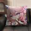 Yae Miko Cute Genshin Impact Cushion Cover Natural Linen Organic Fabric DoubleSided Printing Sofa Home Decor Gift Pillow Case