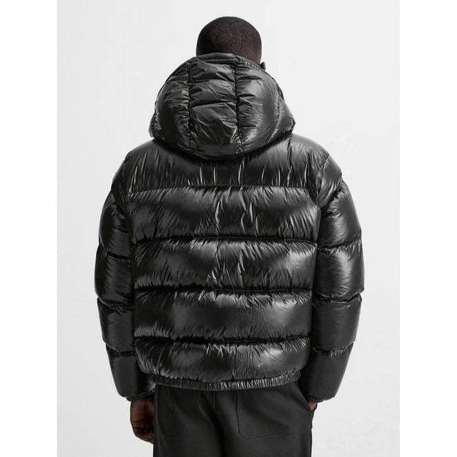 Pánská zimní móda Jednobarevné prošívané patchworkové bavlněné oblečení s kapucí, Ležérní volné teplé bavlnou vycpané oblečení na zip