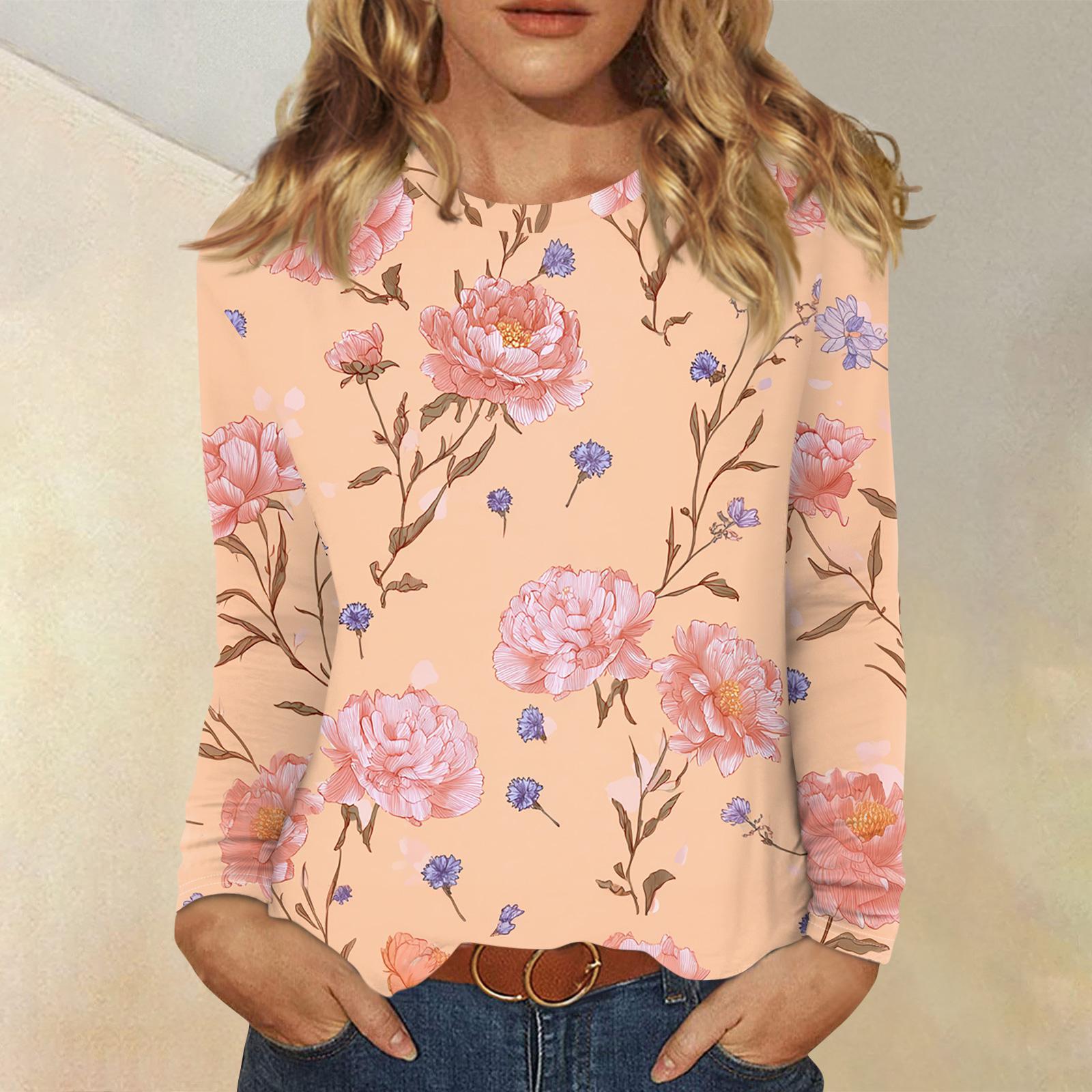 

Женский модный пуловер с цветочным принтом и длинными рукавами XL розовый