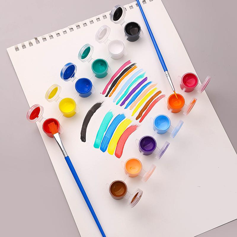 1SET 3ml Children's Acrylic Paint 12-Color Siamese Student Art Painting Gypsum Doll Paint
