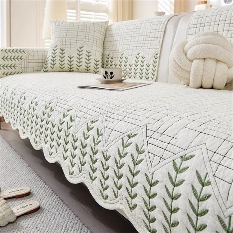 Pastoral Style Cotton Sofa Seat Covers Four Seasons Universal L Shaped Sofa Cover Non-slip Sofa Towel for Living Room A 70x70cm 1pc