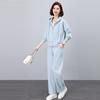 Women's Spring & Autumn 2025 Fashionable Casual Sportswear Set: Loose Sweatshirt & Wide-Leg Pants Two-Piece 