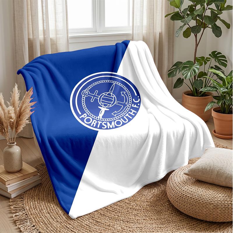 Coperta Morbida in Pile Flanella Portsmouth FC Leggera Accogliente Calda Coperta da Lancio per Divano Letto Decorazione Casa