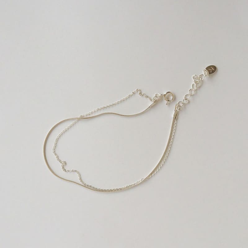 modernlike 14k gold-filled silver line chain double-row anklet