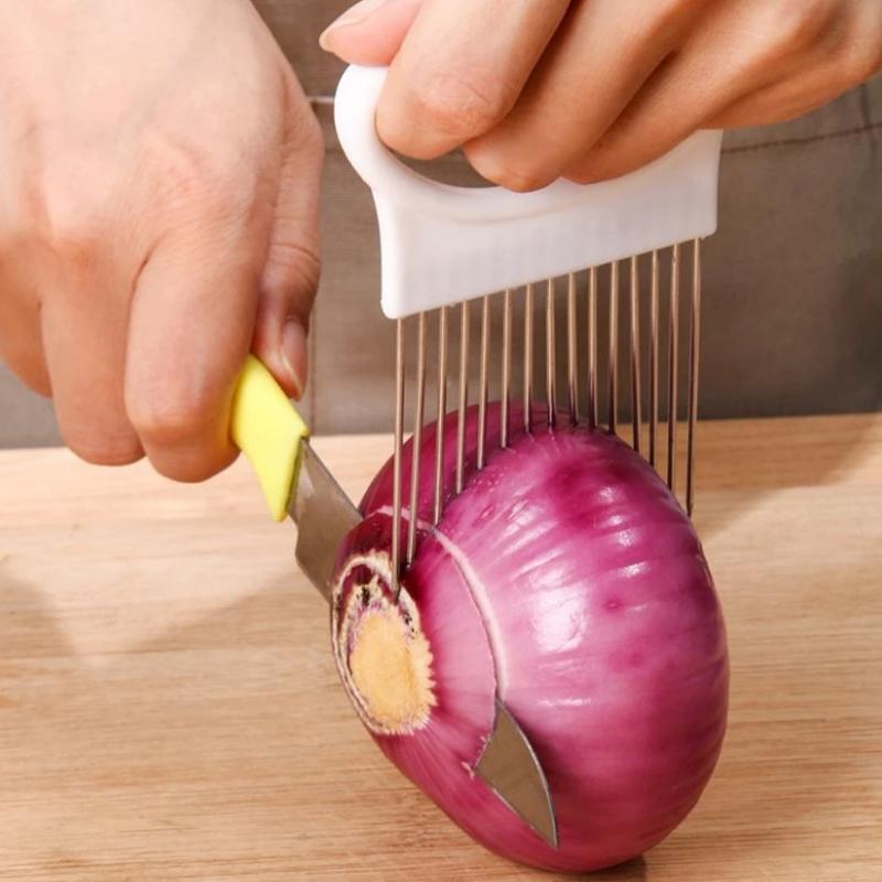 

Stainless Steel Onion Needle Fork Pine Meat Needle Vegetable Fruit Slicer Tomato Cutter Cutting Holder Kitchen Accessorie Tool