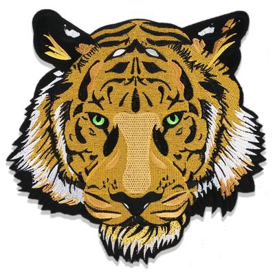 Autocollant en tissu Broderie Tête de Tigre Nouvelle Taille Transfrontalier, Patch Autocollant pour Vêtements, Cachet Brodé pour Repassage Commerce Extérieur Exportation
