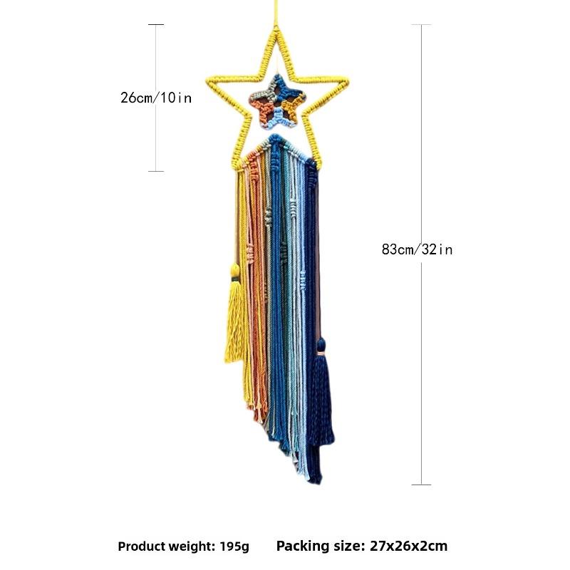 1PCS New Colorful Fringe Tapestry  Cotton Bohemian Wall Hanging with Stars Moon Sun Dreamcatcher Decor