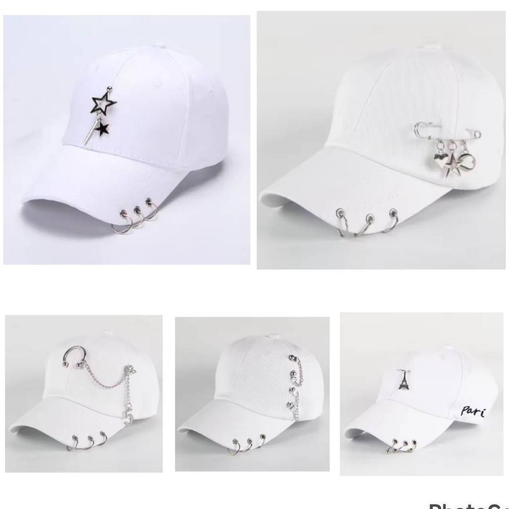 Baseball Cap Hat Metal Ring Chain Spring Summer Autumn Punk Hip Hop Rock Adjustable Unisex Men Women Outdoor Casual Cotton