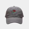 Summer new men's and women's pure cotton embroidered rose soft top baseball cap student outdoor face cap