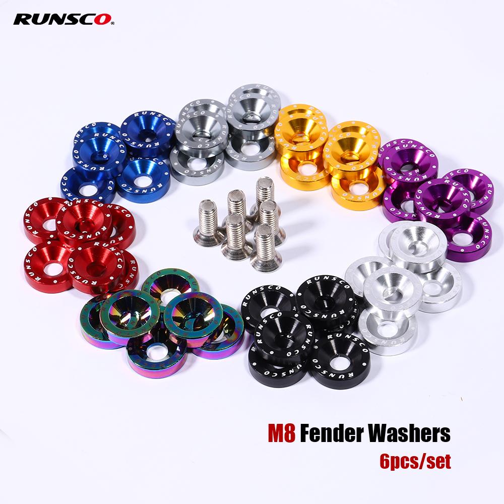 Aluminum M8 Fender Washers and Bolt Engine Washer Bolts for Honda Nissan Bmw Tuning Car Universal 6Pcs/Pack