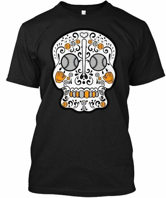 Orange And Grey Softball Sugar Skull T-Shirt S разноцветный