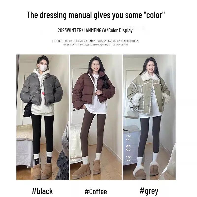 Langsha Women's Winter Alpaca Fleece Lined High-Waist Slimming Leggings