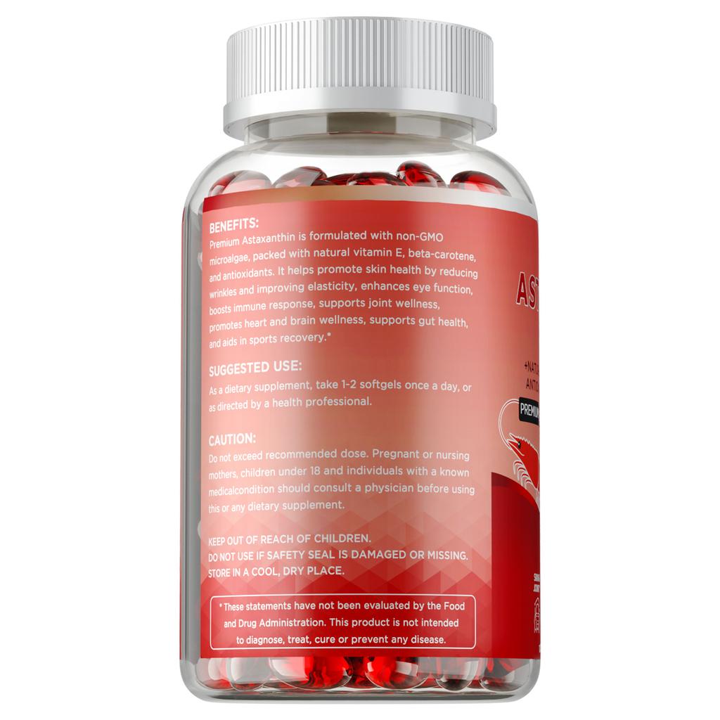 High-content Astaxanthin Supplement, 6 Mg, 120 Soft Capsules Per Bottle, Suitable for Both Men and Women.