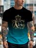 Men'S Gradient Color T-Shirt with KING Print - Casual ; C