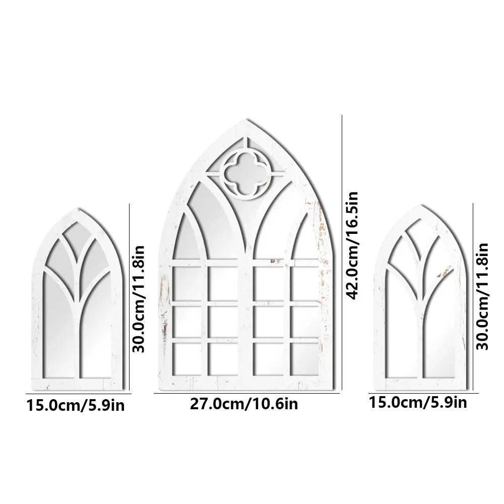 Vintage Cathedral Arch Frame Mirror Decorative Goth Mirror 1/3Pcs Gothic Mirrors Wall Decor Spooky Gothic Arched Wall Mirrors
