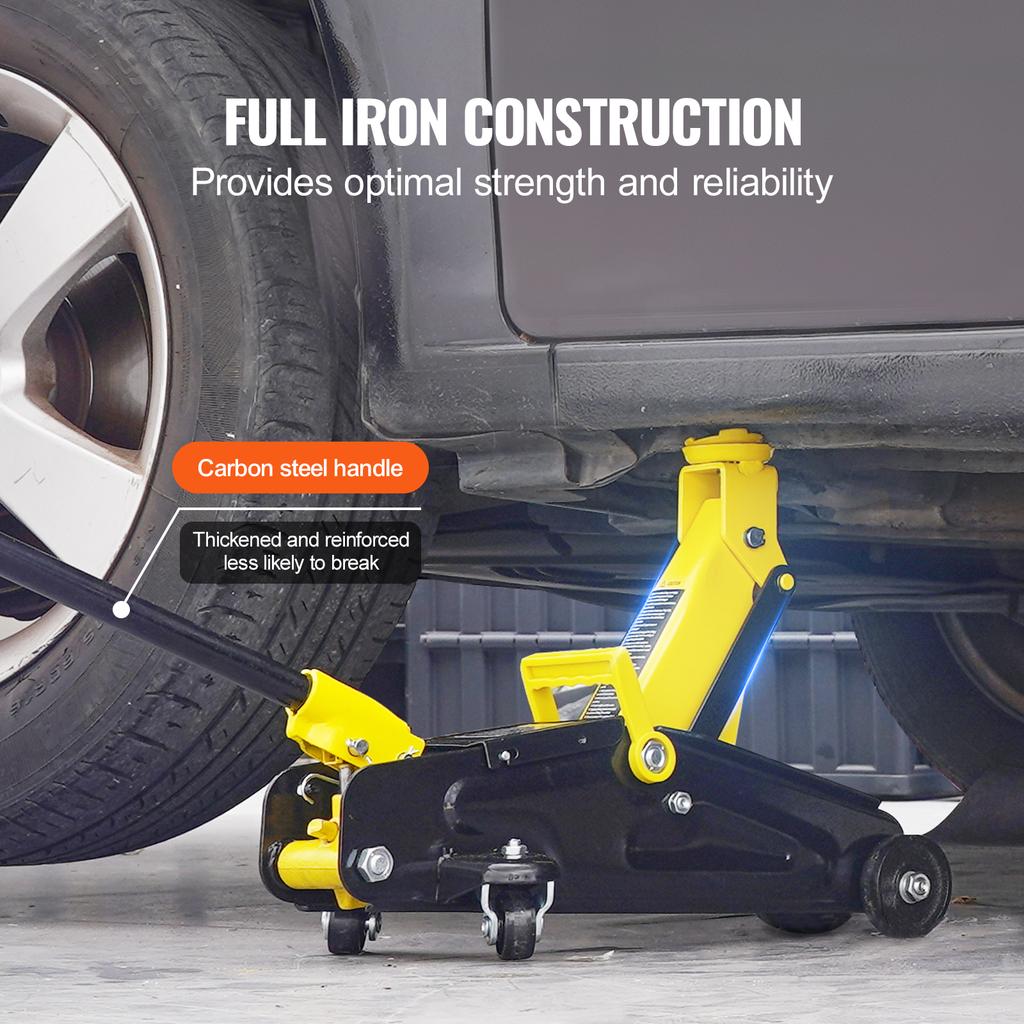 SucceBuy Low Profile Floor Jack 2T Heavy Duty Iron Hydraulic Racing Floor Jack Hydraulic Car Jack, Single Piston Quick Lift Pump