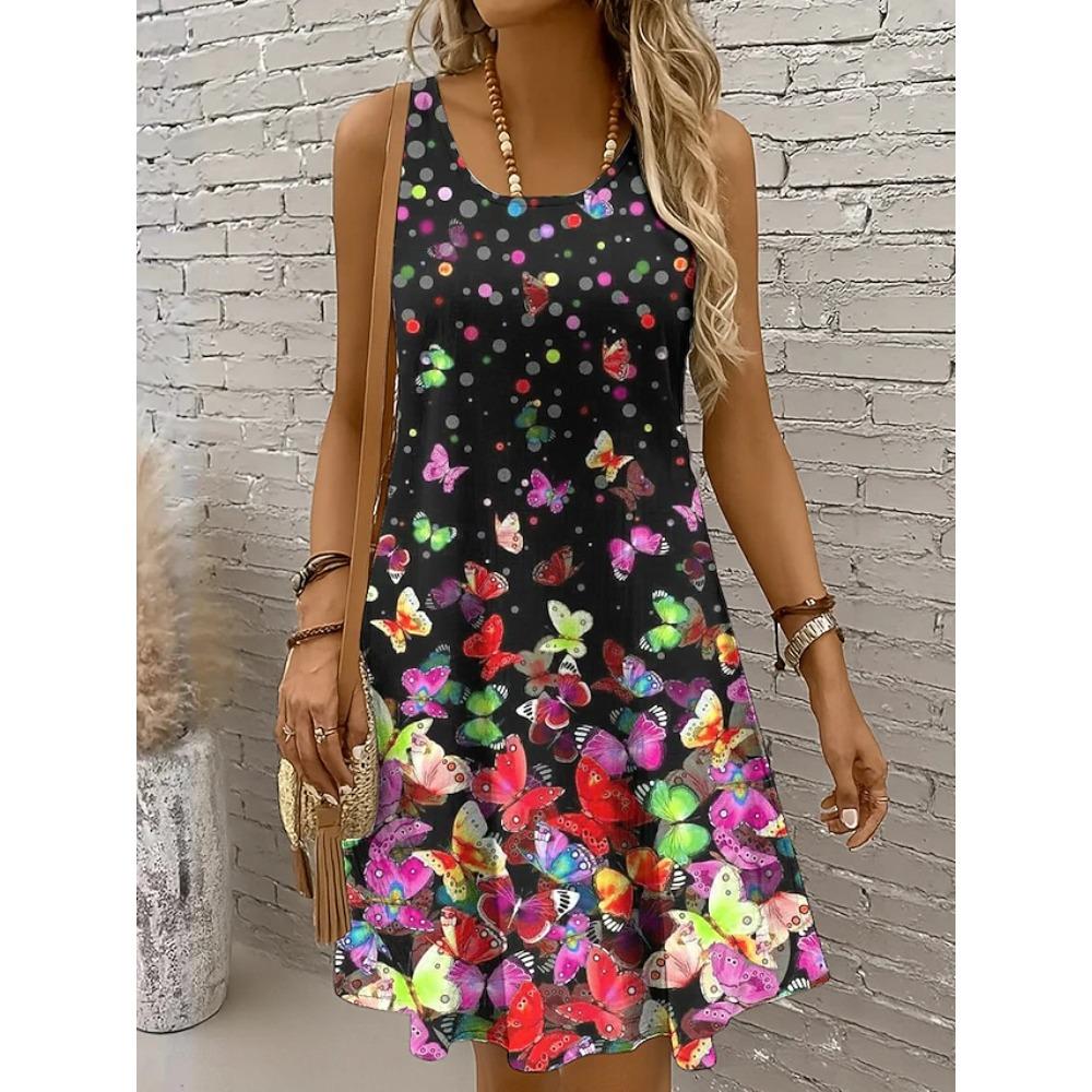 Women's Mini Dress Sundress A Line Dress Summer Dress Vacation Casual Daily Regular Fit Graphic Plain Sleeveless U Neck Summer