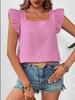 2026 Women's Plaid Square Neck Ruffle Blouse - Spring/Summer Collection