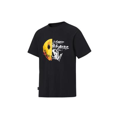 Li Ning X OG Slick Kollaboration Bedruckter Schriftzug Rundhals-Pullover Kurzarm-T-Shirt Unisex-T-Shirts Schwarz AHST669-2