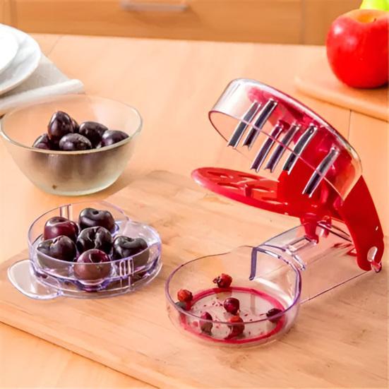 

Cherry Corer Эффективный инструмент для вишневой косточки Безопасный прочный удобный инструмент для удаления вишневых косточек для домашней кухни красный