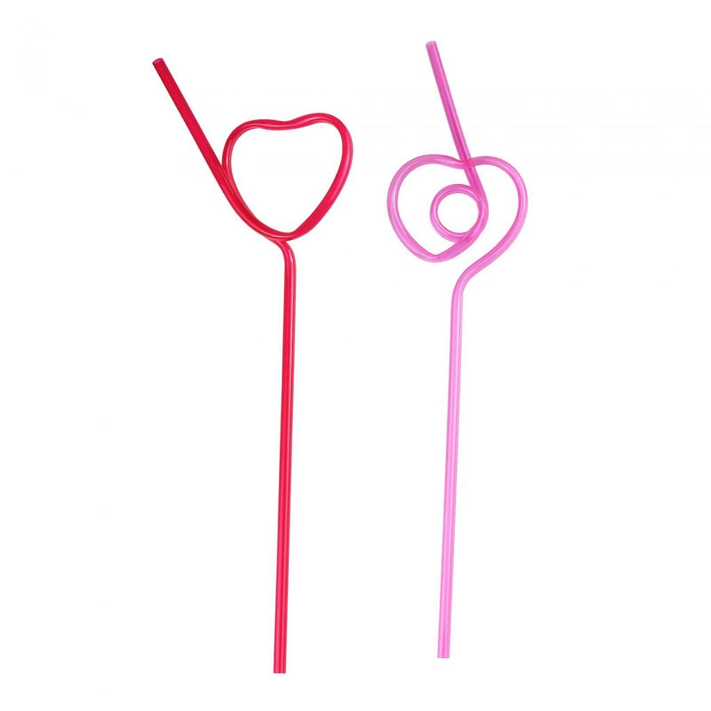 10Pcs Heart Shaped Straws Party Favors for Anniversary Holiday Bridal Shower