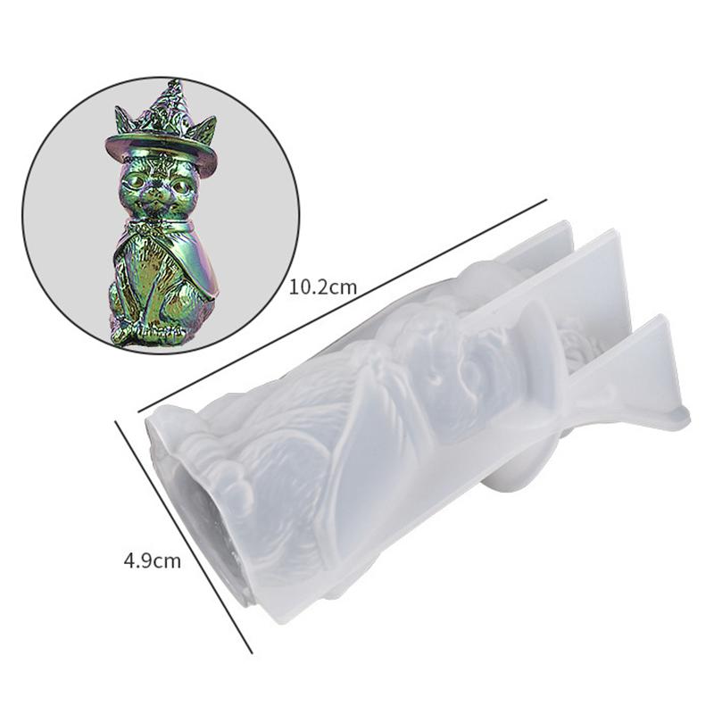 1pcs Devil Cat Candle Holder Resin Molds, Magic Cat Molds, Epoxy Resin Casting Pirate Cat Plaster Molds, Animal Pendant Molds