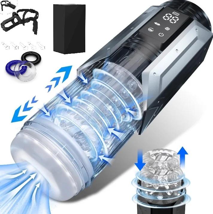 Automatic Telescopic Rotation Male Masturbator Vibration Heated Blowjob Sexmachine Sex Toy for Men Masturbation Cup Pocket Pussy