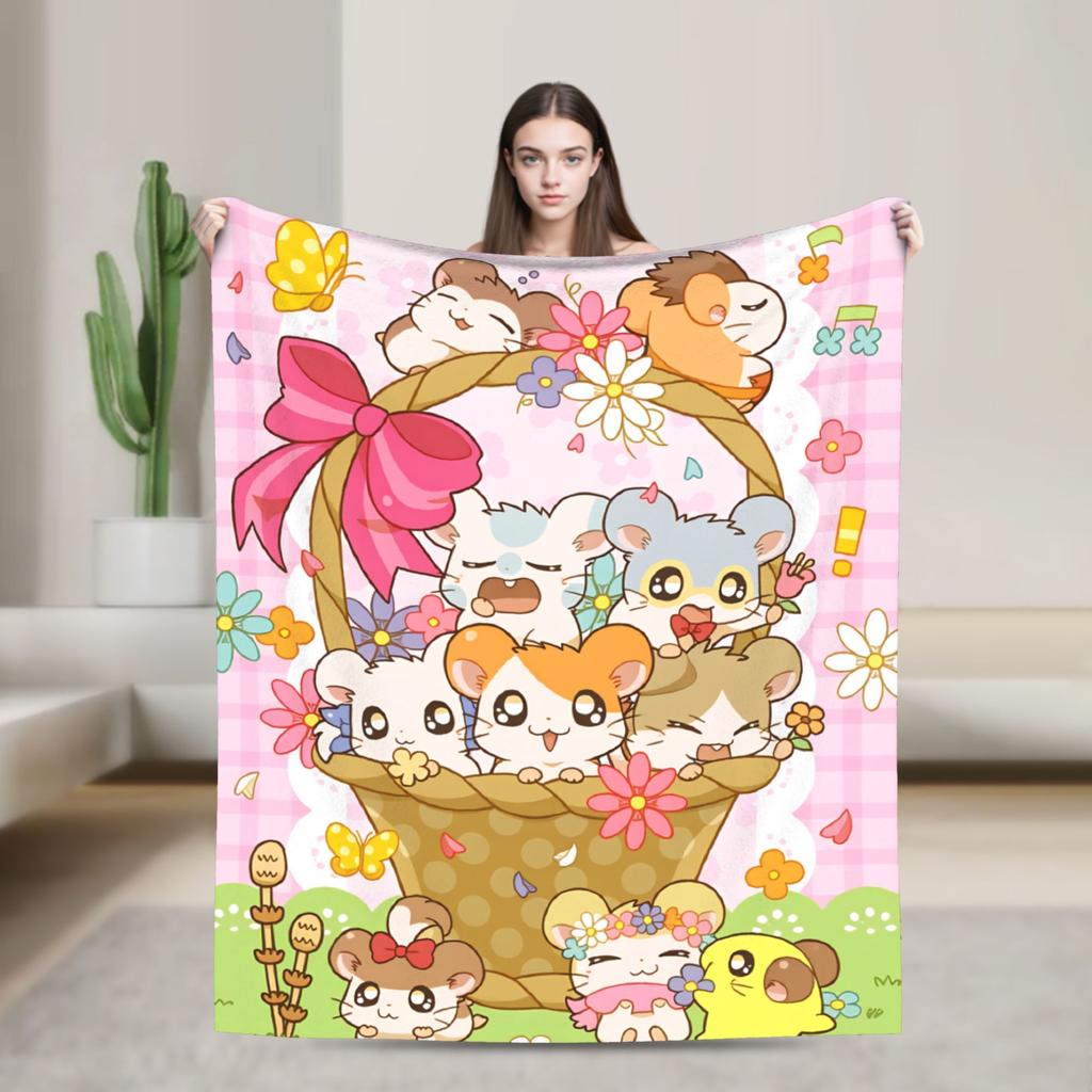 Adventure Story Hamtaro Blanket Super Warm Novelty Plush Bedding Throws For Bedroom Airplane Travel Flannel Bedspread Bed Cover