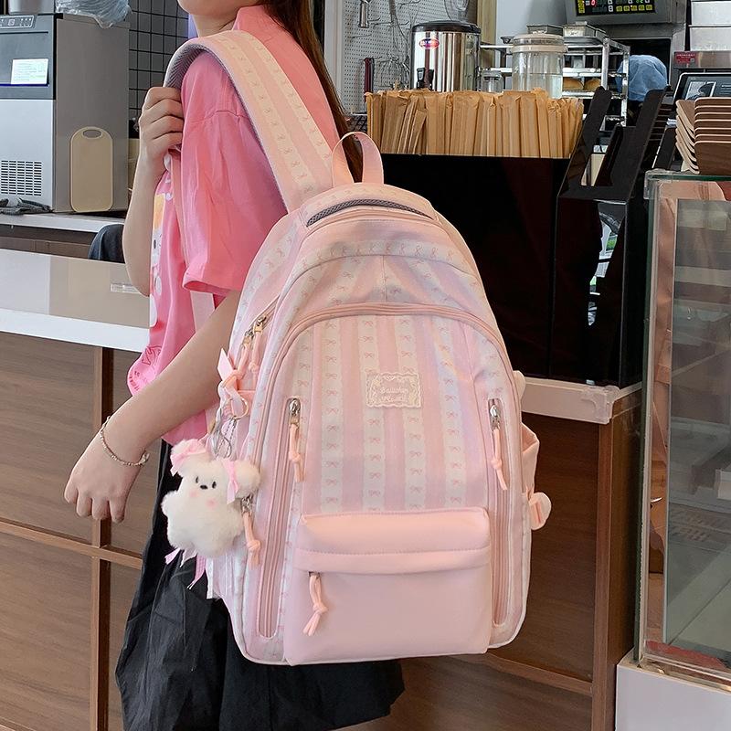 Schoolbag Large Capacity Multi-Pocket Backpack Middle School Student School Bag Female Junior High School Student High School Student Burden Reduction