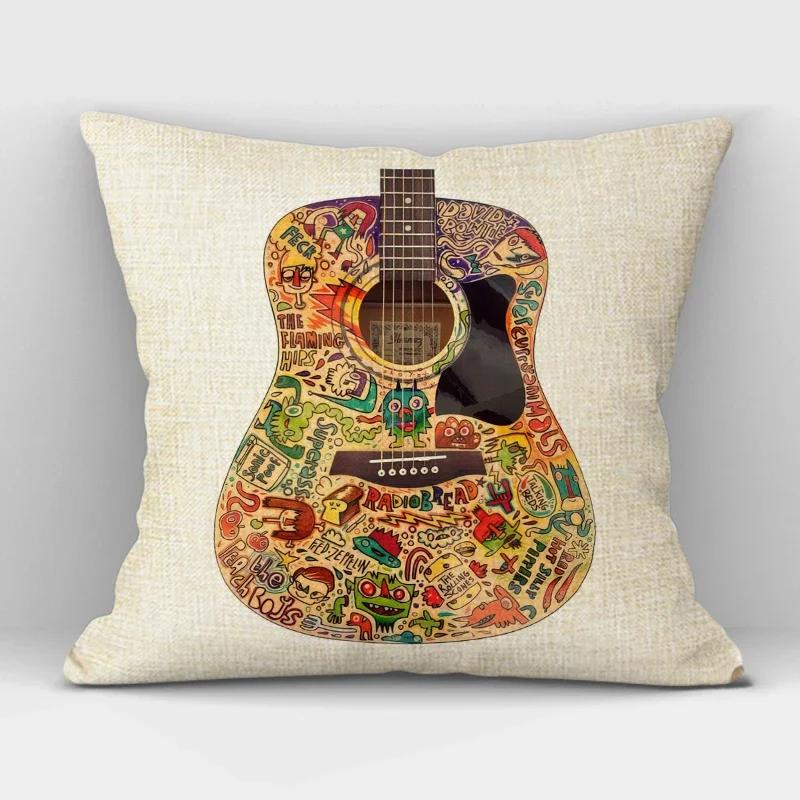 1Pcs/Set Music Series Printed High Qulity Linen Decorative Pillow Case Black White Cushion Cover Car Seat Sofa Decor 45X45Cm