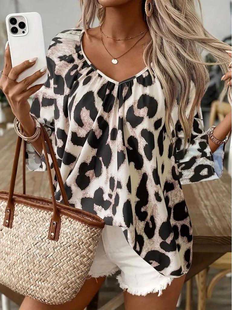 2026 European & American Leopard Print Fashion Women's Shirt