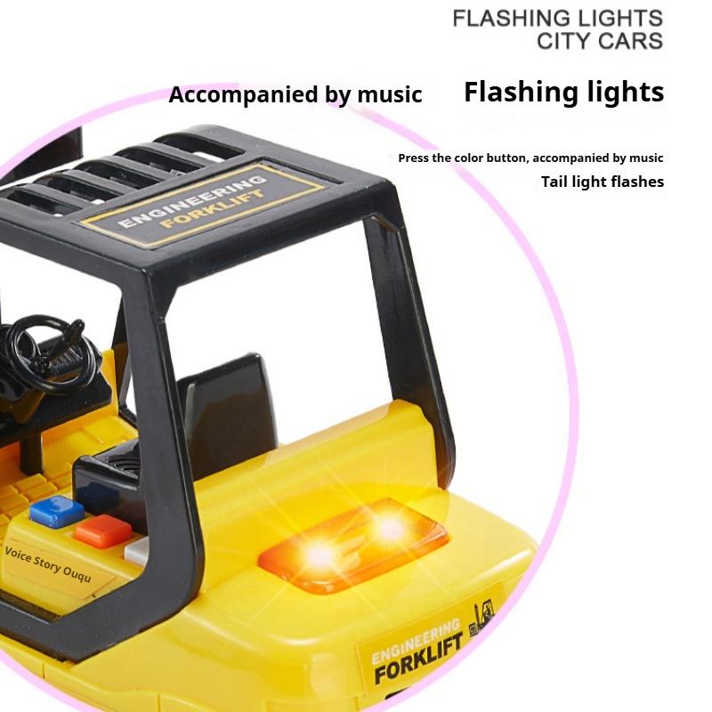 Industrial Forklift Inertia Engineering Vehicle Forklift Children's Toy Crane Crane Model Toy Flatbed Trailer
