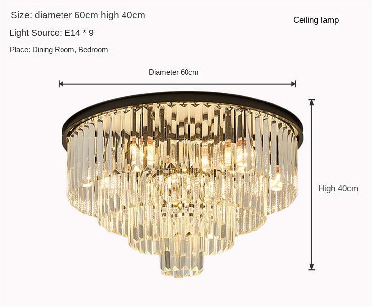 Modern Living Room Crystal Chandelier Bedroom Crystal Chandeliers Ceiling Light Round Crystal Dining Room Lamp D60cm 23.62in E14