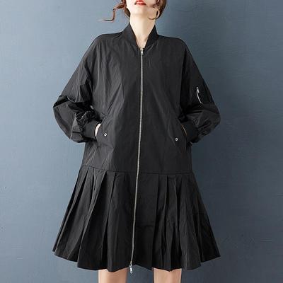 Long Sleeve Oversized Vintage Black Casual Loose Autumn Spring Trench Coat for Women Outerwear