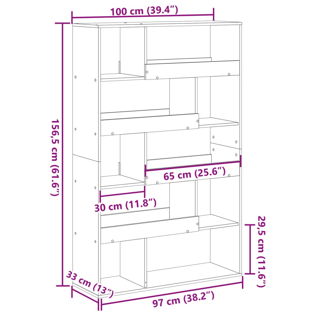 Room Divider with Vintage Wood Look 100 x 33 x 156.5 cm Engineered Wood