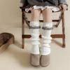 Elastic Sweet Style Leg Sleeves Warm Calf Length Socks For Girls Ruffled Design Fashionable Winter Accessories