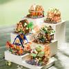 Forest Log Cabin & Windmill Treehouse Building Set - Compatible with LEGO, Educational Blocks for Kids