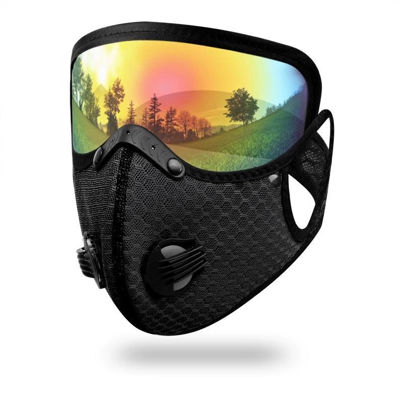Comfortable Cycling Face Mask with Goggles Dust Proof Washable Reusable Windproof Mask for Outdoor Sports Riding Commute