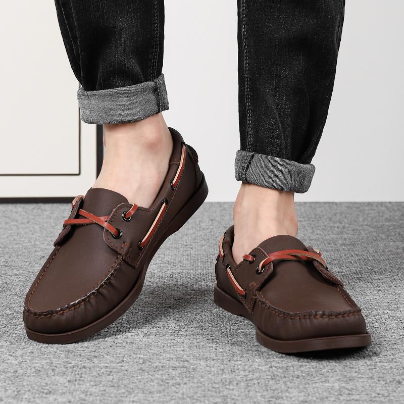 Fashion Luxury Genuine Leather Mens Casual Shoes Designer Business Breathable Formal Classic Lace Up Leather Dress Loafers Driving