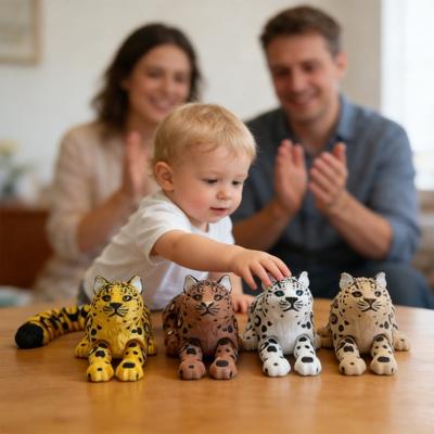 3D Printed Leopard Figurine Movable Joints Leopard Figure Articulated Animal Model Fidget Toy Home Office Bookshelf Decoration Ornament