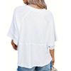 Women's Patchwork Solid Color Round Neck Three-quarter Sleeve Pagoda Sleeve Loose T-shirt