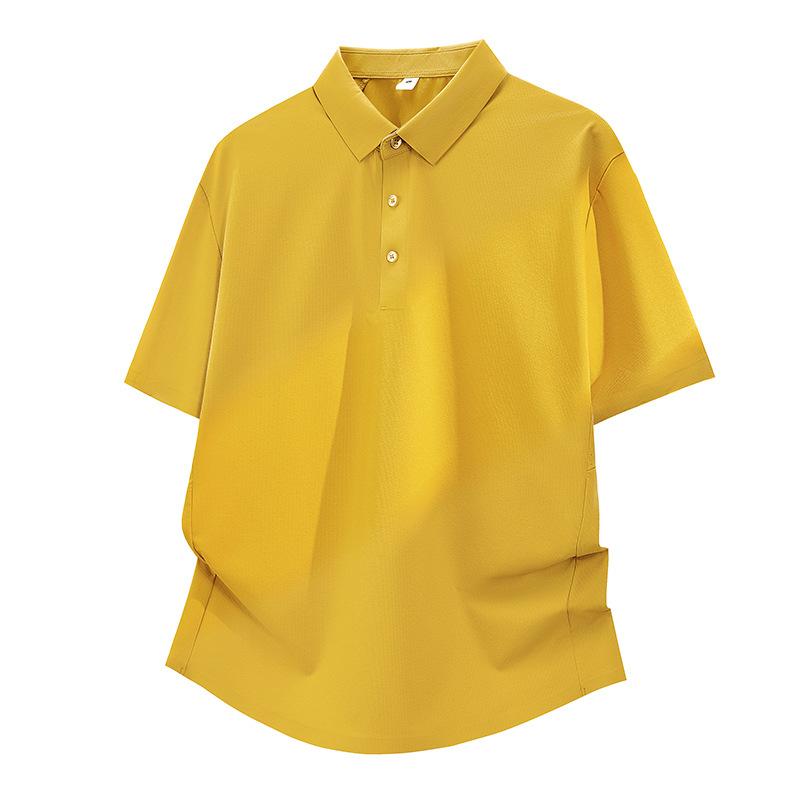 

Polo shirt men s ice silk nylon high-end seamless business casual ice-feel lapel men s short-sleeved T-shirt quick-drying XL жовтий