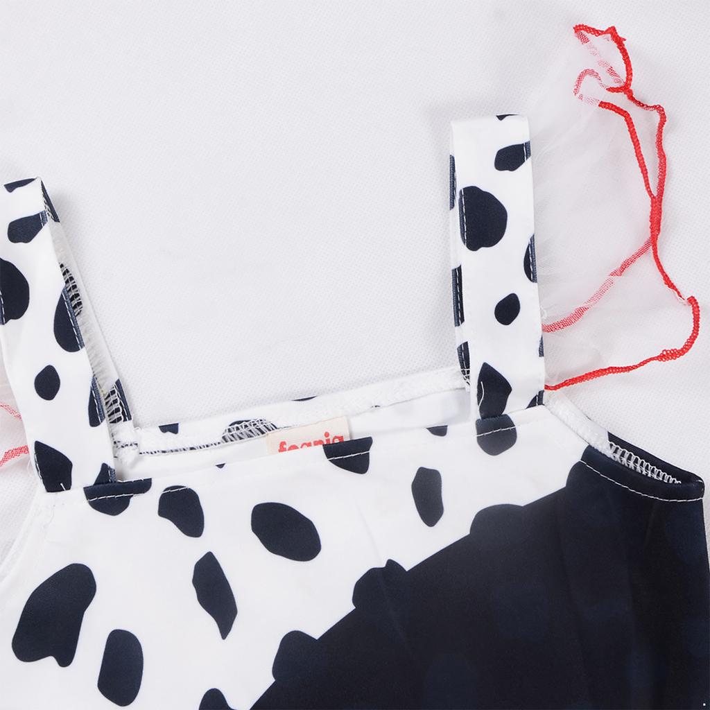 Toddler Girls Dalmatian Print Dress Ruffle Sleeve Movie Character Cosplay Costume for Role Play Party